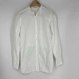 Celine Dress Shirt Size 40 Womens White Button Up Blouse Band Collar Crop Back